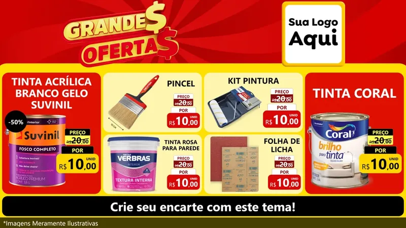 Modelo de TV para TV Horizontal com o tema Grandes Ofertas para Tintas e Ferramentas