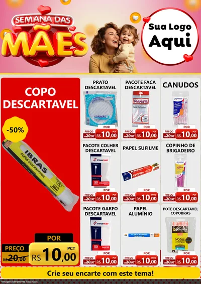 Modelo de Encarte para Encarte A4 Vertical com o tema Semana das Mães para Embalagens