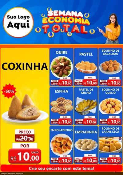 Modelo de Encarte para Encarte A4 Vertical com o tema Semana Economia Total para Salgadaria