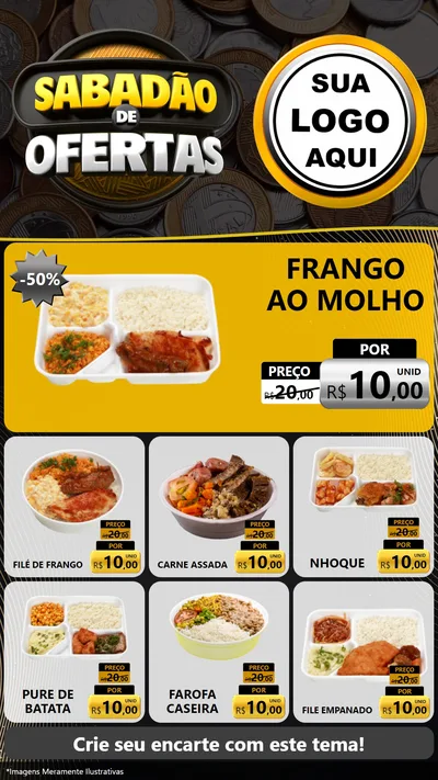 Modelo de Rede Social para Stories com o tema Sabadão de Ofertas para Restaurante