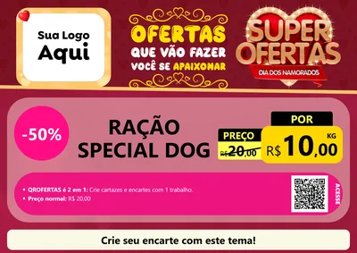 Modelo de Cartaz para Cartaz A4 Horizontal com o tema Dia dos Namorados para Pet Shop