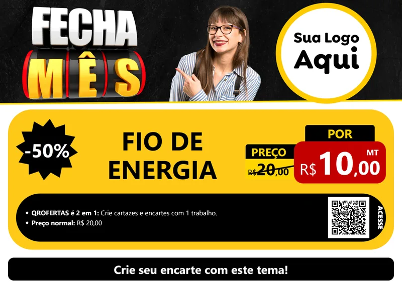 Modelo de Cartaz para Cartaz A4 Horizontal com o tema Fecha Mês para Materiais Elétricos