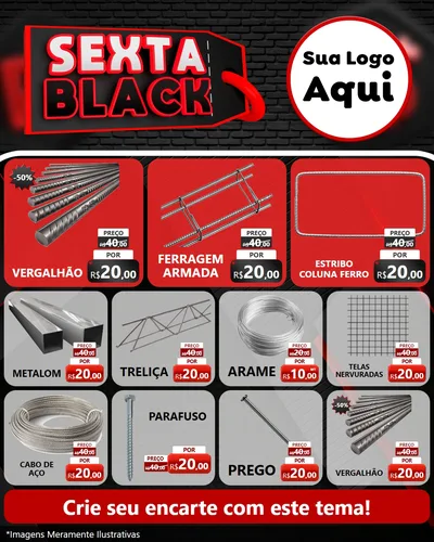 Modelo de Rede Social para Feed Instagram com o tema Sexta Black para Ferragens
