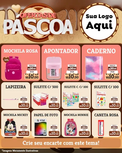 Modelo de Rede Social para Feed Instagram com o tema Ofertas de Páscoa para Papelaria