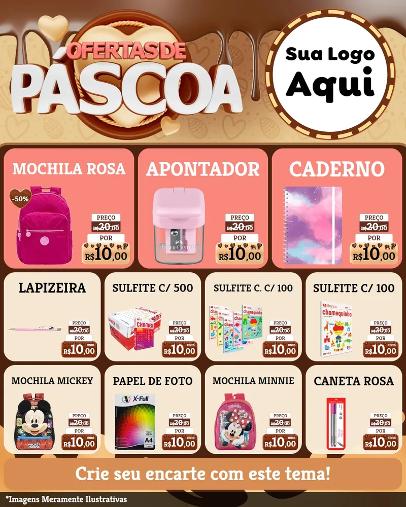 Modelo de Rede Social para Feed Instagram com o tema Ofertas de Páscoa para Papelaria