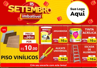 Modelo de Encarte para Encarte A4 Horizontal com o tema Setembro Imbatível para Material para Construção