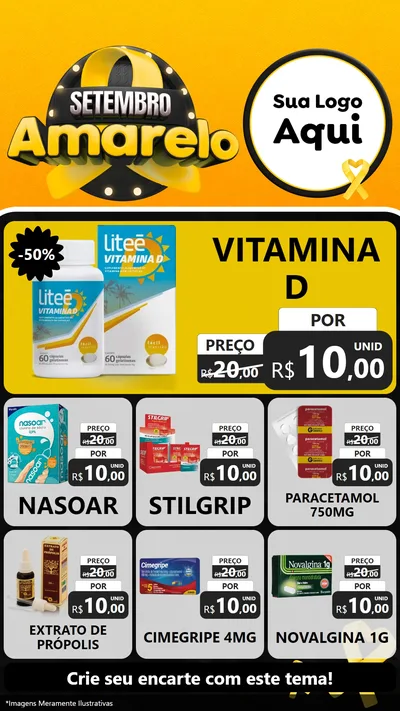 Modelo de Rede Social para Stories com o tema Setembro Amarelo para Farmácia