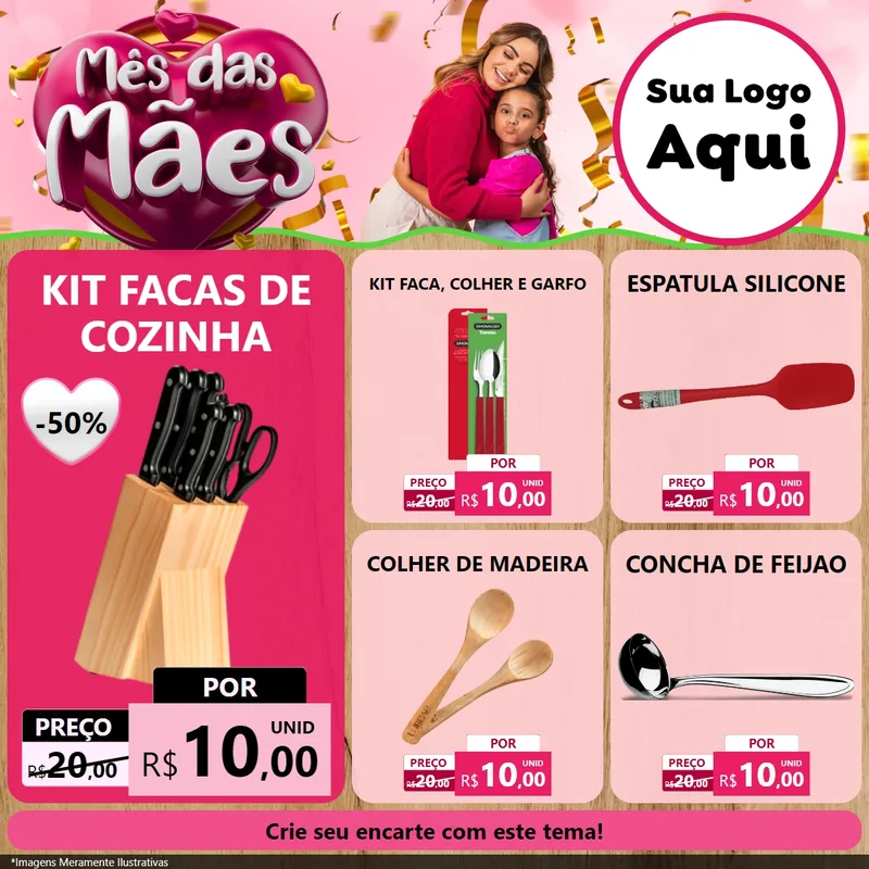 Modelo de Rede Social para Feed Facebook com o tema Mês das Mães para Utilidades Domésticas