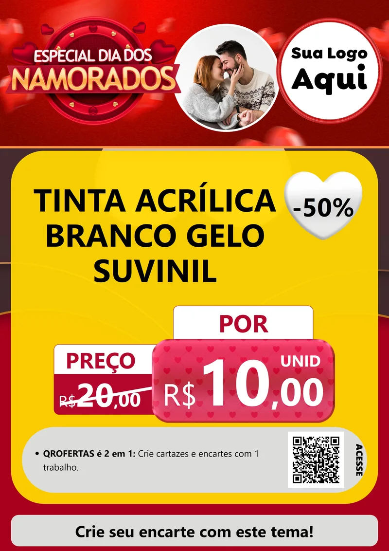 Modelo de Cartaz para Cartaz A4 Vertical com o tema Especial Dia Dos Namorados para Tintas e Ferramentas
