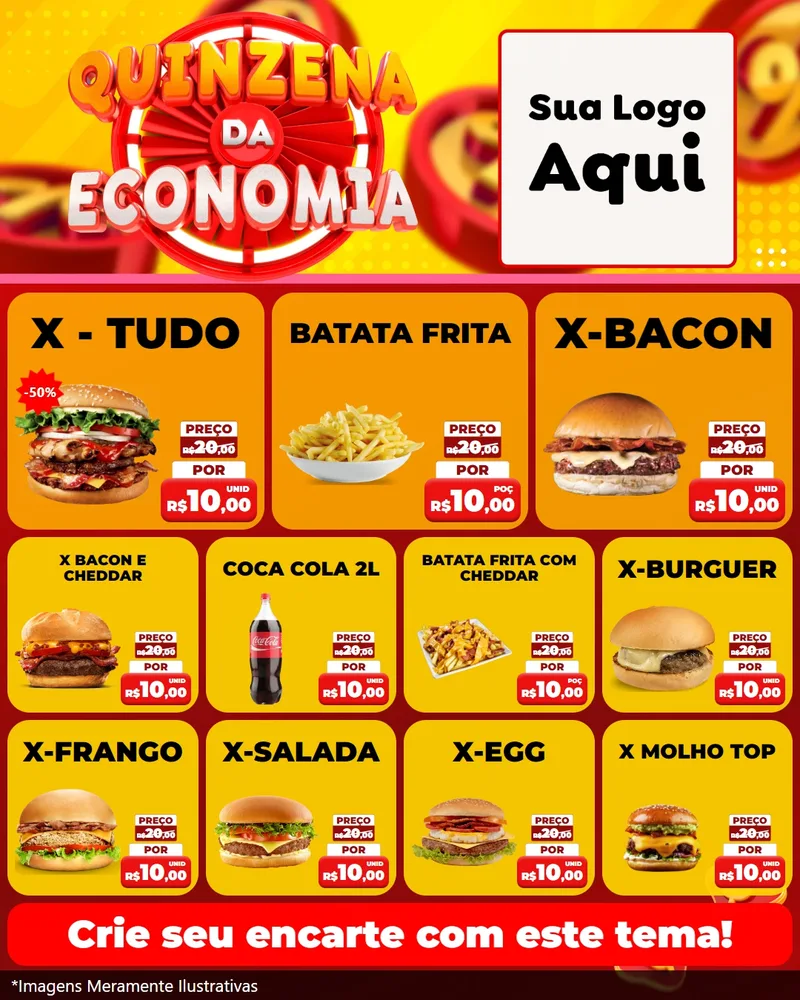 Modelo de Rede Social para Feed Instagram com o tema Quinzena Da Economia para Hamburgueria