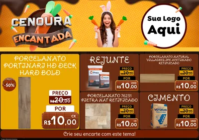Modelo de Encarte para Encarte A4 Horizontal com o tema Cenoura Encantada - Páscoa para Pisos e revestimentos