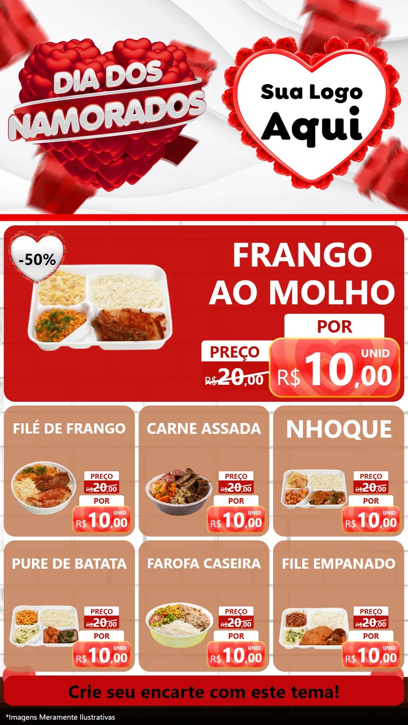 Modelo de Rede Social para Stories com o tema Dia dos Namorados para Restaurante