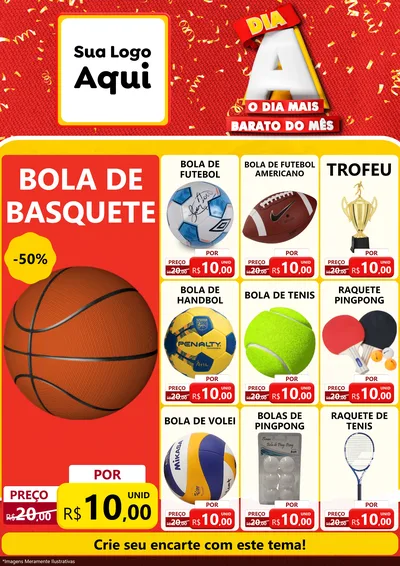 Modelo de Encarte para Encarte A4 Vertical com o tema Dia A o Dia Mais Barato do Mês para Artigos Esportivos
