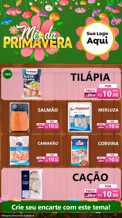 Modelo de TV para TV Vertical com o tema Mês da Primavera para Peixaria