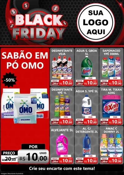 Modelo de Encarte para Encarte A4 Vertical com o tema Black Friday para Produtos de Limpeza