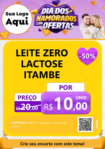 Modelo de Cartaz para Cartaz A4 Vertical com o tema Dia Dos Namorados Com Ofertas para Frios e Laticínios