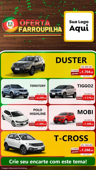 Modelo de TV para TV Vertical com o tema Oferta Farroupilha para Concessionaria de Carros