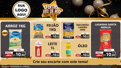 Modelo de TV para TV Horizontal com o tema Ofertas de Fim de Ano para Supermercado