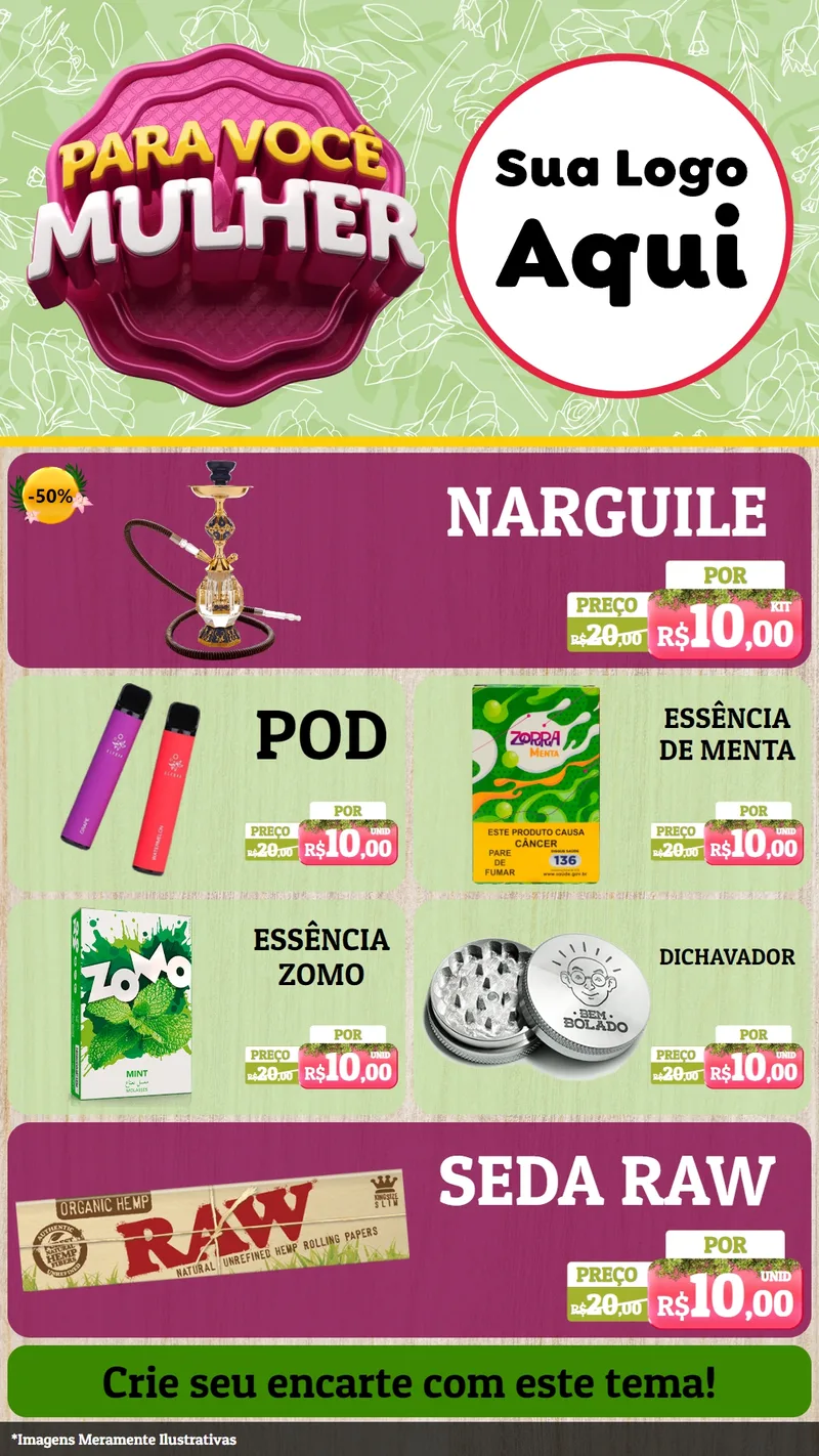 Modelo de TV para TV Vertical com o tema Para Você Mulher para Tabacaria