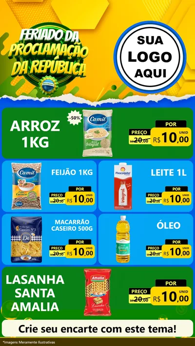 Modelo de TV para TV Vertical com o tema Feriado da Proclamação da República para Supermercado