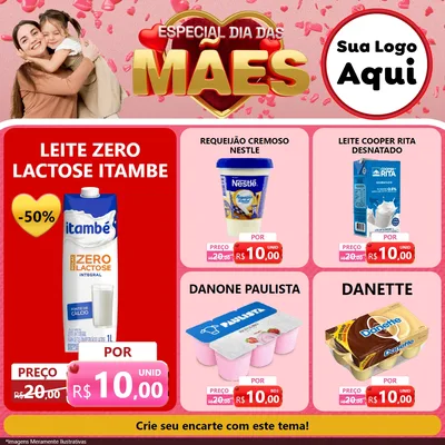 Modelo de Rede Social para Feed Facebook com o tema Especial Dia Das Mães para Frios e Laticínios