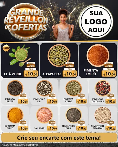 Modelo de Rede Social para Feed Instagram com o tema Grande Réveillon de Ofertas para Produtos Naturais