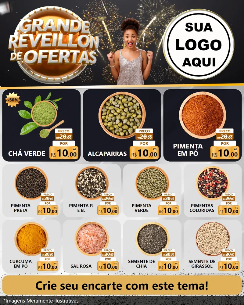 Modelo de Rede Social para Feed Instagram com o tema Grande Réveillon de Ofertas para Produtos Naturais
