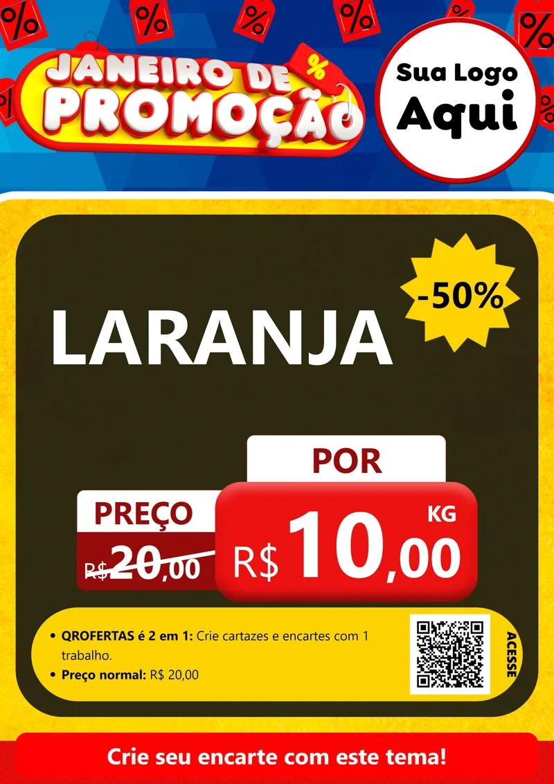 Modelo de Cartaz para Cartaz A4 Vertical com o tema Janeiro de Promoção para Hortifrúti