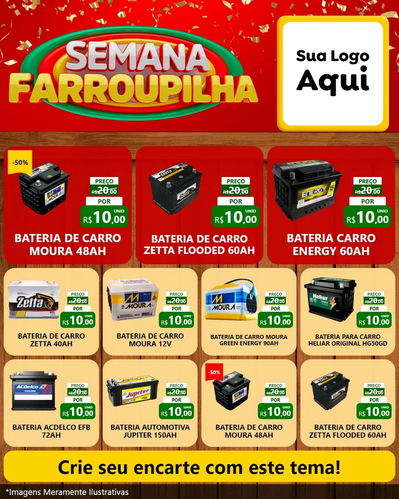 Modelo de Rede Social para Feed Instagram com o tema Semana Farroupilha para Baterias Elétricas