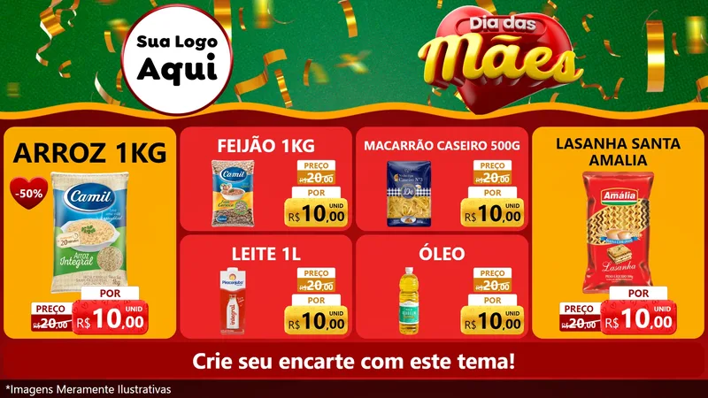 Modelo de TV para TV Horizontal com o tema Dia das Mães para Supermercado