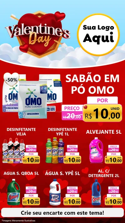 Modelo de Rede Social para Stories com o tema Valentine's Day para Produtos de Limpeza