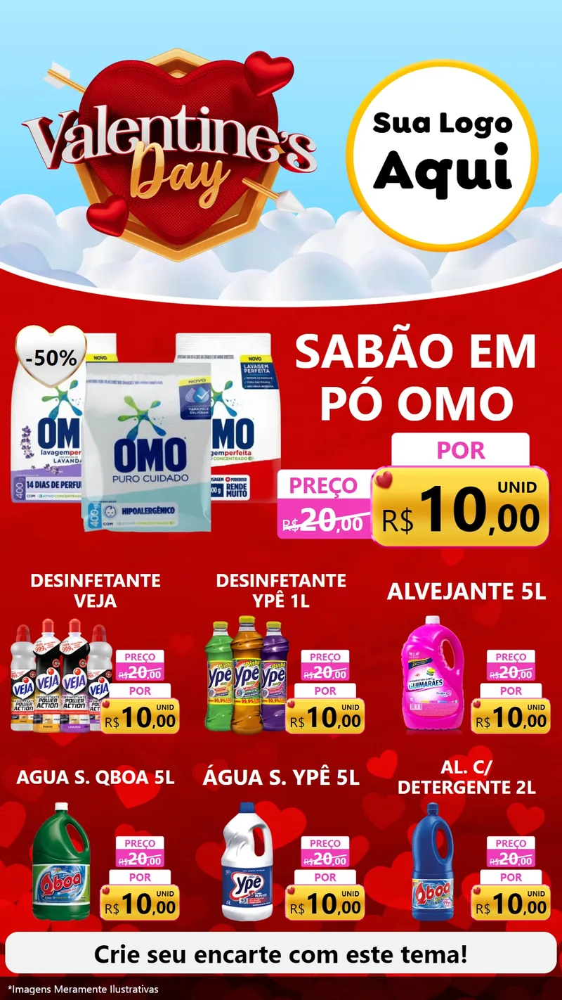Modelo de Rede Social para Stories com o tema Valentine's Day para Produtos de Limpeza