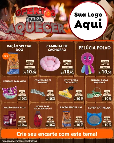 Modelo de Rede Social para Feed Instagram com o tema Ofertas Para Aquecer para Pet Shop