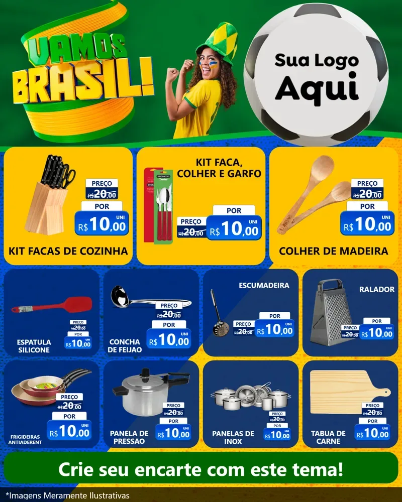 Modelo de Rede Social para Feed Instagram com o tema Vamos Brasil - Copa para Utilidades Domésticas