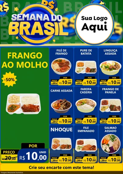 Modelo de Encarte para Encarte A4 Vertical com o tema Semana Do Brasil para Restaurante