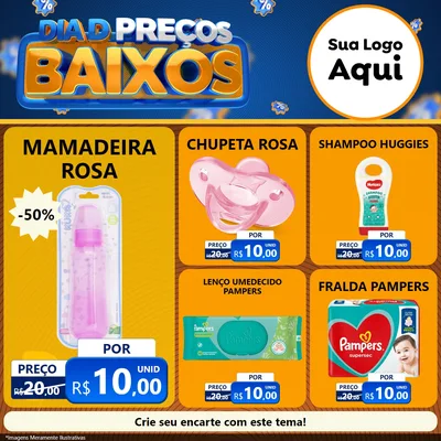 Modelo de Rede Social para Feed Facebook com o tema Dia D Preço Baixo para Bebês