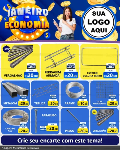 Modelo de Rede Social para Feed Instagram com o tema Janeiro da Economia para Ferragens