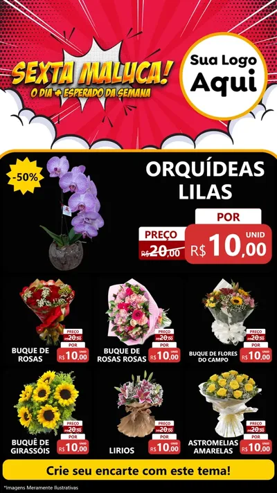 Modelo de Rede Social para Stories com o tema Sexta Maluca! para Floricultura e jardim
