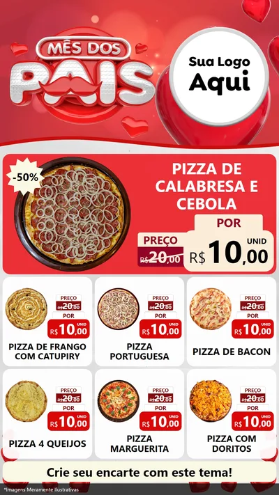 Modelo de Rede Social para Stories com o tema Mês dos Pais para Pizzaria