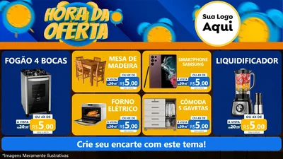 Modelo de TV para TV Horizontal com o tema Hora da Oferta para Móveis e Eletro