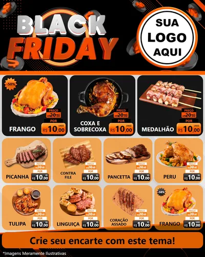 Modelo de Rede Social para Feed Instagram com o tema Black Friday para Assados
