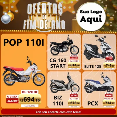 Modelo de Rede Social para Feed Facebook com o tema Ofertas de Fim de Ano para Concessionaria de Motos