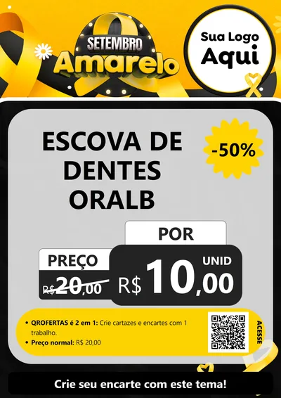 Modelo de Cartaz para Cartaz A4 Vertical com o tema Setembro Amarelo para Higiene Pessoal