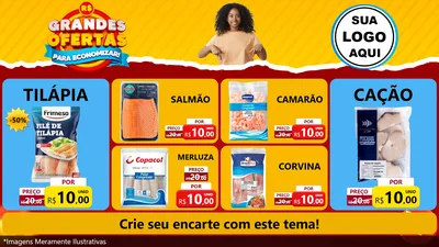 Modelo de TV para TV Horizontal com o tema Grandes Ofertas Para Economizar! para Peixaria