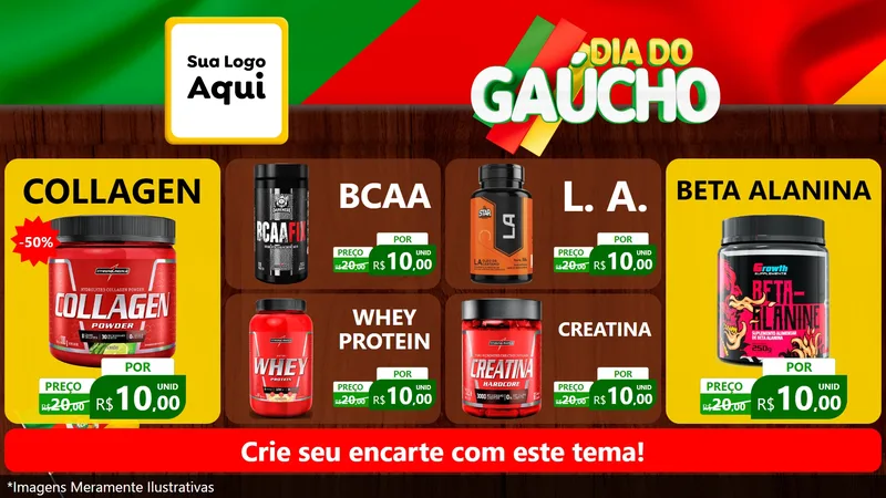 Modelo de TV para TV Horizontal com o tema Dia do Gaúcho para Suplementos alimentares