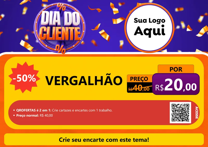 Modelo de Cartaz para Cartaz A4 Horizontal com o tema Dia do Cliente para Ferragens