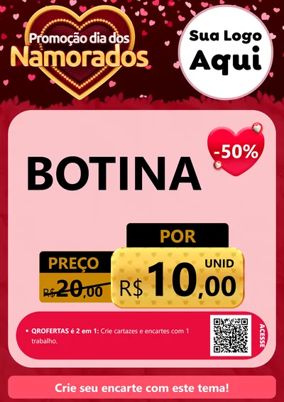 Modelo de Cartaz para Cartaz A4 Vertical com o tema Promoção Dia Dos Namorados para Agropecuária