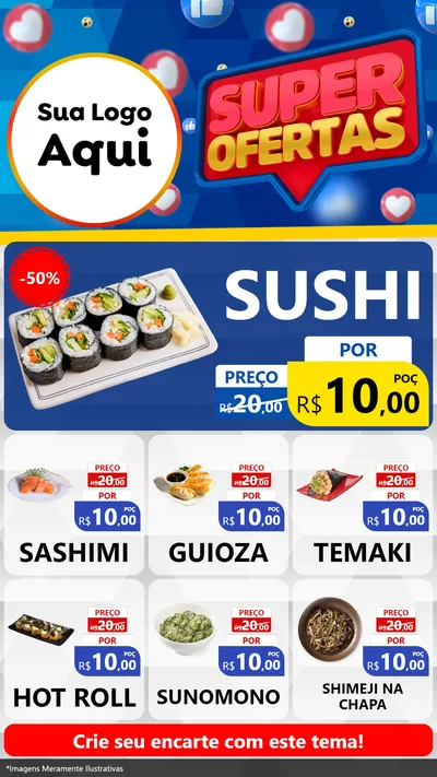 Modelo de Rede Social para Stories com o tema Super Ofertas para Comida japonesa
