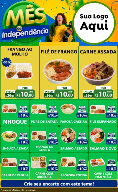 Modelo de Encarte para Encarte Grande com o tema Mês da Independência para Restaurante