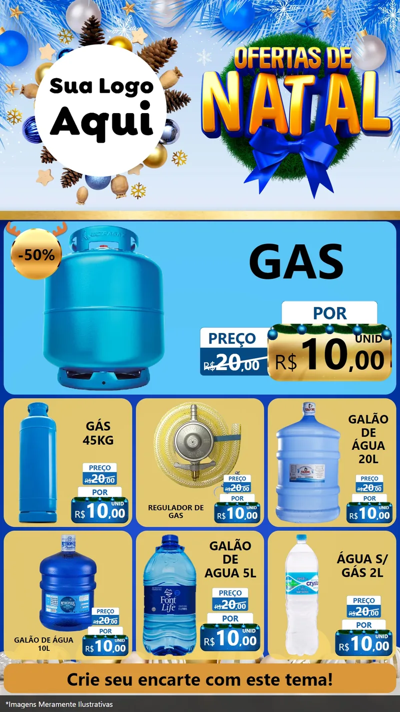 Modelo de Rede Social para Stories com o tema Ofertas de Natal para Água e gás